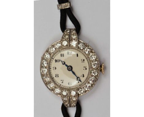 Ladies Vertex wrist watch with diamond set platinum case and enamel dial