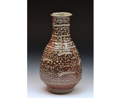 Phil Rogers (British, 1951-) mottled salt glazed vase, impressed potter's seal, 23cm high. 