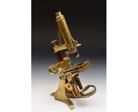 Brass microscope  R & J Beck & Son of London, 43cm high