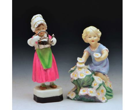 Royal Worcester model 'May' modelled by Freda Doughty and another Royal Worcester model 'Polly Put the Kettle On' (2)