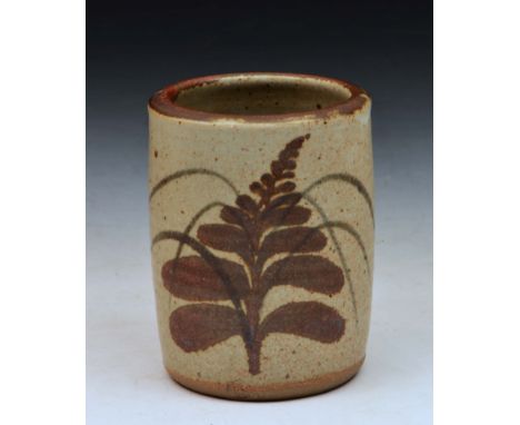 David Leach (British, 1911-2005) at Lowerdown Pottery (attributed to) Vase, with fern and grass decoration, impressed with 'L