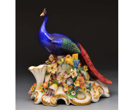 English porcelain model peacock circa 1870, 17cm