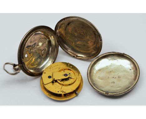 Silver cased pocket watch with plain case and enamel dial by Barrauds of Cornhill, movement no 2086