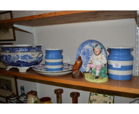 Spode Italian pattern tureen two Cornish kitchen ware jars and a few other pieces