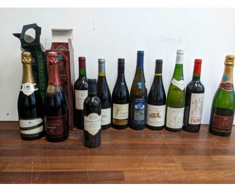 Wine to include six bottles of red, a Champagne, two sparkling, a half bottle, Cote Du Rhone, Firemark, and Vin D' Alsace (11