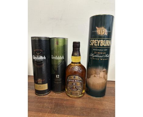 Four bottles of Scotch Whisky to include Speyburn, Chivas Regal, Glenfiddich 12 year oldLocation:If there is no condition rep