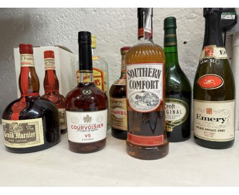 Seven mixed bottles to include Southern Comfort, Croft Sherry, Cognac, DrambuieLocation:If there is no condition report shown