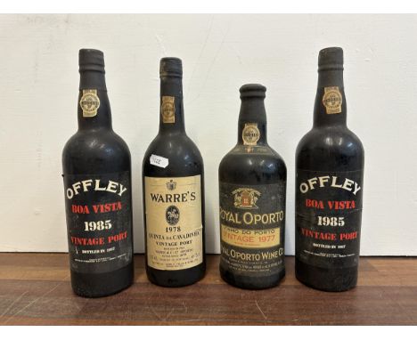 Four bottles of Port to include Offley 1985 vintage and Royal Oporto 1977 and Warres 1978Location:If there is no condition re