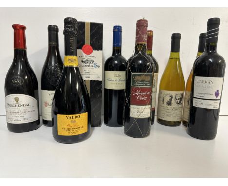 A selection of wines to include Chateauneuf de Pape, 2005, Chateauneuf du Pape 2007, Boschendaae Shiraz, Cabinet Sauvignon vi