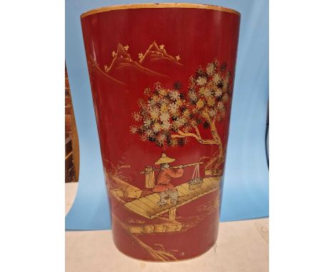 A Chinoiserie decorated small stick stand