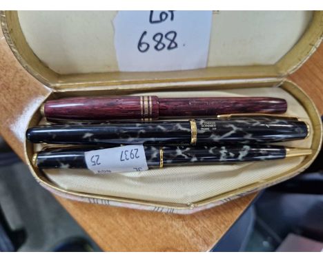 A Parker sonnet gold nib Fountain pen, a gold nib Conway Stewart pen and A Parker sonnet ballpoint pen