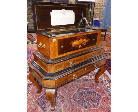 A large &amp; Rare Musical Box by B. A. Bremond, c. 1870's Geneva, Switzerland, Interchangeable with 6 cylinders playing 10 a