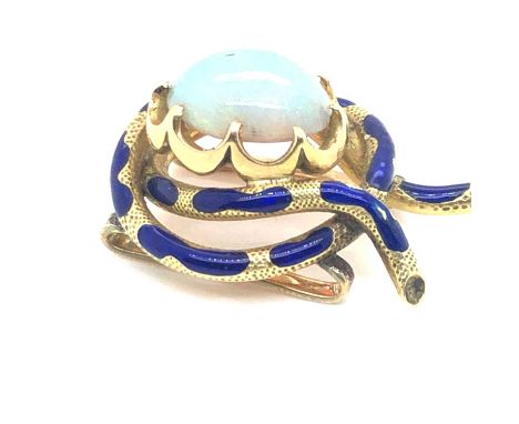 An unusual antique opal and enamel work slider pendant, to be worn on a choker. Unhallmarked, assessed variously between 9 an
