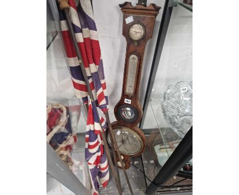 A line inlaid mahogany banjo barometer by Soldini, Wincanton