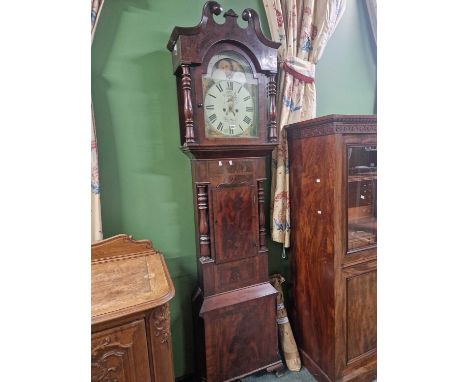 19th-century 8-day longcase clock with painted dial signed Thomas Wood. H 240 W 60 D 25cms 