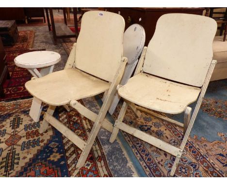 A pair of rare 'American Seating Company', Grand Rapids Michigan folding chairs ( made for the US army)