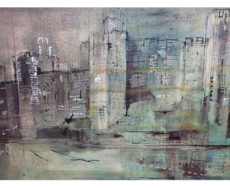 Y John Piper (1903-1992), Caernavon castle, a pencil signed print. 49 x 74cms