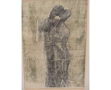 Rowsen?? (20th century) ARR. The kiss. Etching signed indistinctly, titled and numbered 5/50 and dated 1966. 30 x 47 cm.