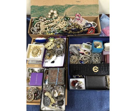 A large collection of mostly vintage costume and silver jewellery including an empire-made expanding bracelet, Buckingham pal