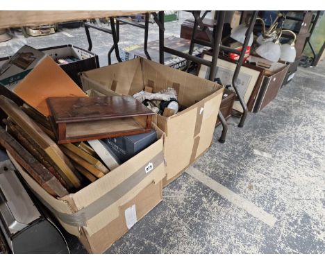 Six boxes of misc household wares, collectables, pictures, lighting, small furnishings etc.