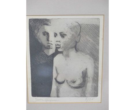 Y Jessica Gwynne ( 20th century) ARR- Nude study,  Etching. Pencil signed and numbered. 16.5 x 20 cm.