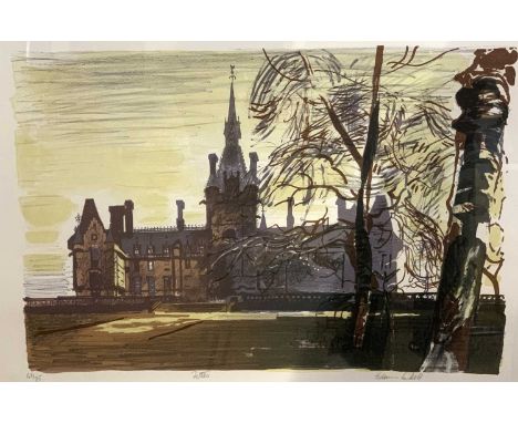 Edwin La Dell RA (British 20th Century) Fettes College, Edinburgh, Limited edition colour lithograph, titled and numbered 61/