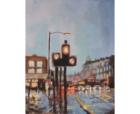 Paul MITCHELL (British b. 1974) Urban Light R6, Mixed media on board, Signed lower right, titled, signed and dated March 19 2