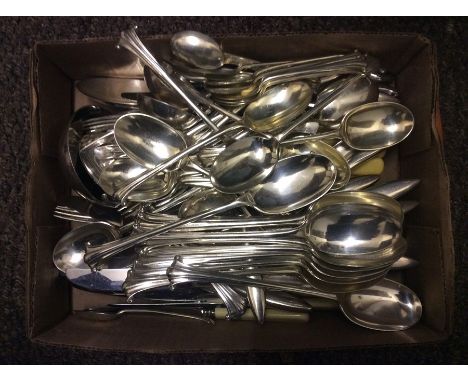 A Walker and Hall silver plated canteen of cutlery, comprising 10 teaspoons, 12 dinner forks, 12 table spoons, 12 dessert spo