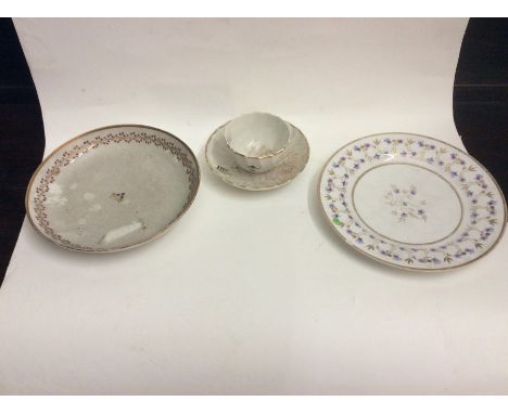 An 18th Century tea bowl and saucer, a Barr Flight and Barr Royal Porcelain Works Worcester dessert plate, together with a fu