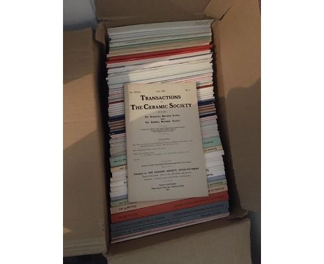 Three boxes of books, history of ceramics to include Transitions of the Ceramic Society (3)