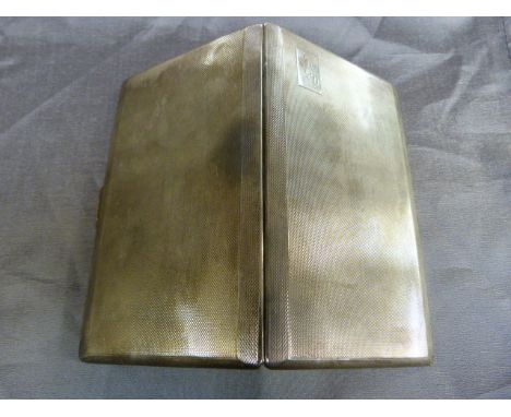 Hallmarked Silver Cigarette case Birmingham 1956 by Mappin and Webb Ltd with Engine Turned Decoration to the front. Condition