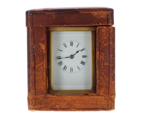Pierre and Alfred Drocourt small&nbsp;carriage clock timepiece, the movement back plate bearing the maker's trademark logo an