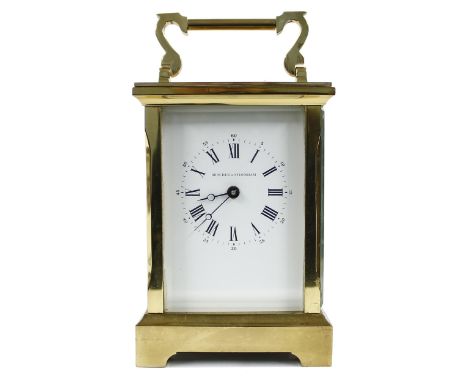 Good contemporary Angelus carriage&nbsp;clock striking on a bell,&nbsp;inscribed on the back plate made in England, eleven je