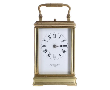 Repeater&nbsp;carriage clock striking on a gong, signed Primavesi, Bro's, Bournemouth &amp; Paris beneath the chapter ring, w