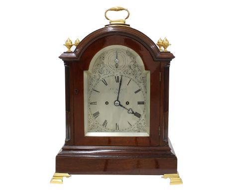 Good English mahogany double fusee bracket clock, the movement back plate signed J.W. Benson, Ludgate Hill, London, no. 11243