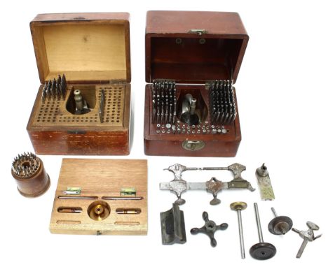 K &amp; D Swiss staking set, boxed, another additional incomplete box, G Boley set of staking punches, boxed and a round boxe