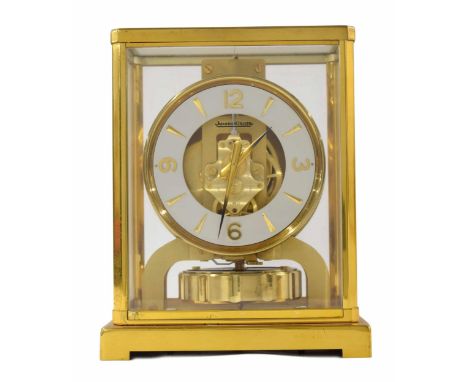 Jaeger-LeCoultre Atmos clock, the 4.25" white dial enclosing a skeletonised centre and stamped no. 99327 to the top, within a
