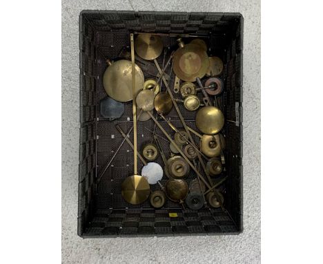 Large quantity of various size brass mantel clock pendulums (approx thirty) 