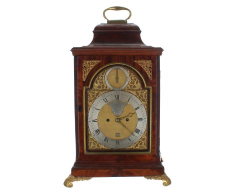 Fine English mahogany double fusee bracket clock, the 7" brass arched dial signed Eardley Norton, London no. 2529 on a shaped