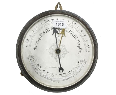 Circular wall barometer, the 8" white dial signed Davis &amp; Son, London &amp; Derby, within a painted metal casing 