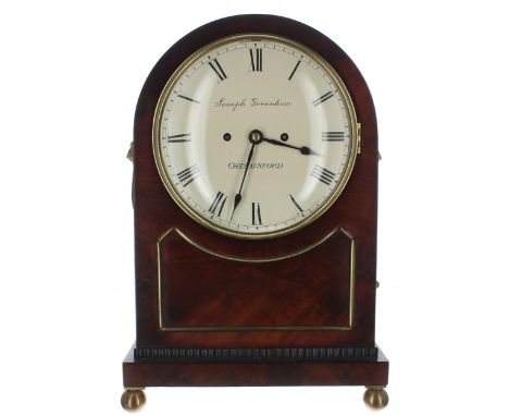 English mahogany double fusee bracket clock, the movement with pull repeat and signed Greenhow, Chelmsford on the back plate,