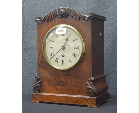 Rosewood single fusee bracket clock, bearing a Camerer, Cuss &amp; Co. label stuck to the base of the inner back, the 5.5" cr
