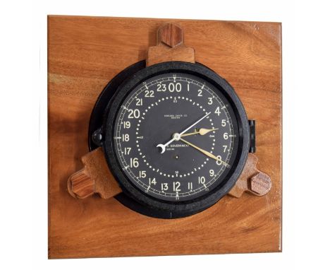 American military bulkhead 8" wall dial clock signed Chelsea Clock Co. Boston, U.S. Government,&nbsp;with twenty-hour dial an