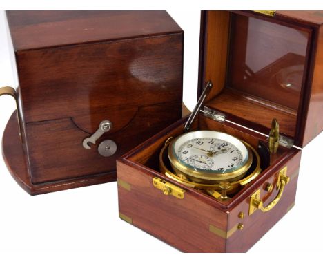 Russian two day marine chronometer, the 3.5" silvered dial with subsidiary state of wind and seconds dials, no. 15017, within