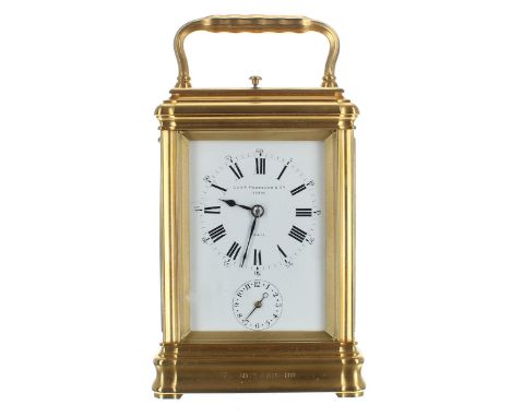 Charles Frodsham repeater carriage clock with alarm, the movement back plate signed Chas Frodsham et Co. no. 19806; also bear
