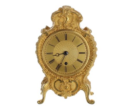Fine English ormolu single fusee mantel clock, the movement back plate signed Payne, 163, New Bond Street, the 3.5" gilt chap