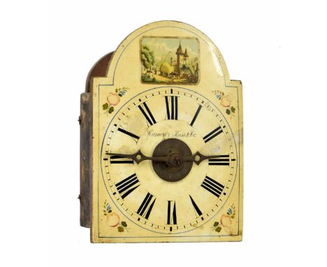 Small black forest wall clock timepiece with alarm,&nbsp;the 5" painted shield dial signed Camerer Kuss &amp; Co. above a cen