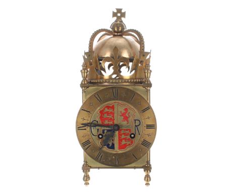 Rare Special Coronation two train lantern clock designed by Davall &amp; Sons in 1936 for the coronation of Edward VIII, sign