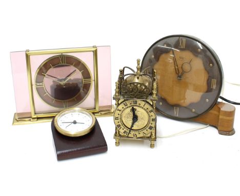 Contemporary German mahogany cased electric deck watch (as new); also a miniature brass electric lantern clock, 6.75" high an