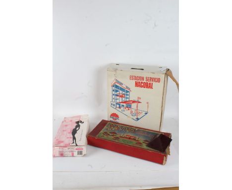 Barbie "Timeless Silhouette" doll in original box, together with a Bayko construction set, and Nacoral service station (3)